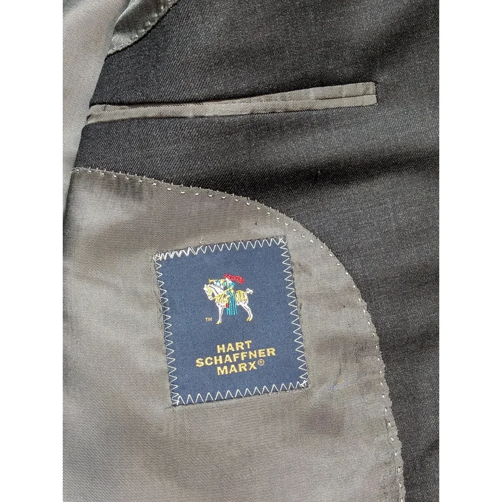 Hart Schaffner Marx Men's Blazer Charcoal Gray Wool Union USA Made Vintage